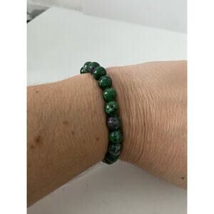 Ruby zoisite bead bracelet